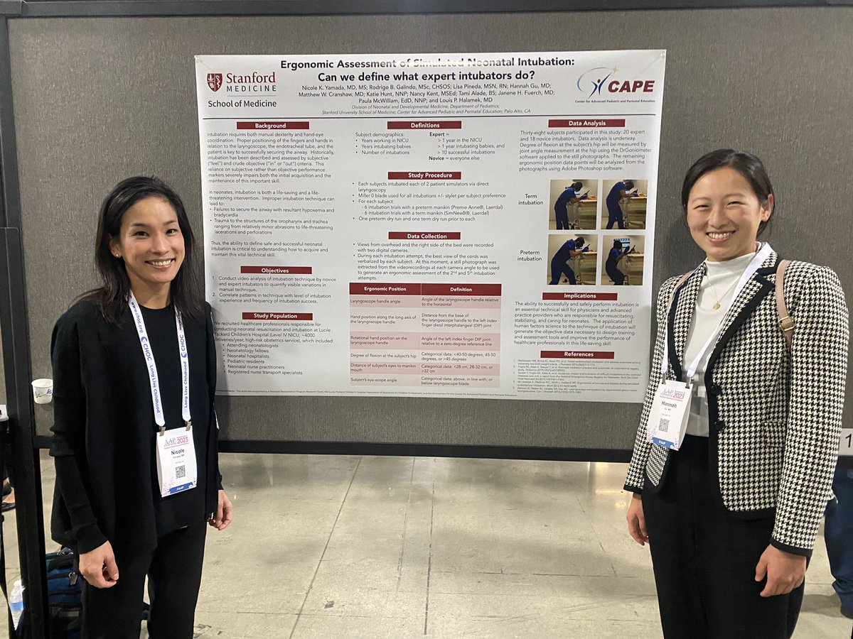 @StanfordCAPE is doing groundbreaking research into human factors of intubation- check out these posters at #aap2023 !