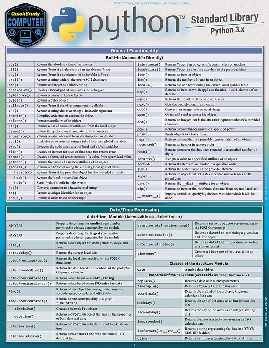 clcoding's tweet image. Python Standard Library (Quickstudy Computer) amzn.to/49gQr7V
