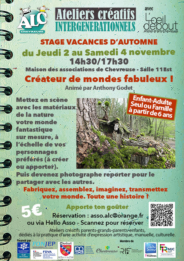 AssoAlc's tweet image. Stage Vacances d’Automne
Ateliers créatifs intergénérationnels
Créateur de monde fabuleux !
du jeudi 2 au samedi 4 novembre
de 14h30 à 17h30
à la Maison des associations Salle 11Est
Programme et inscription asso-alc.com/stage-ateliers…
5€/atelier