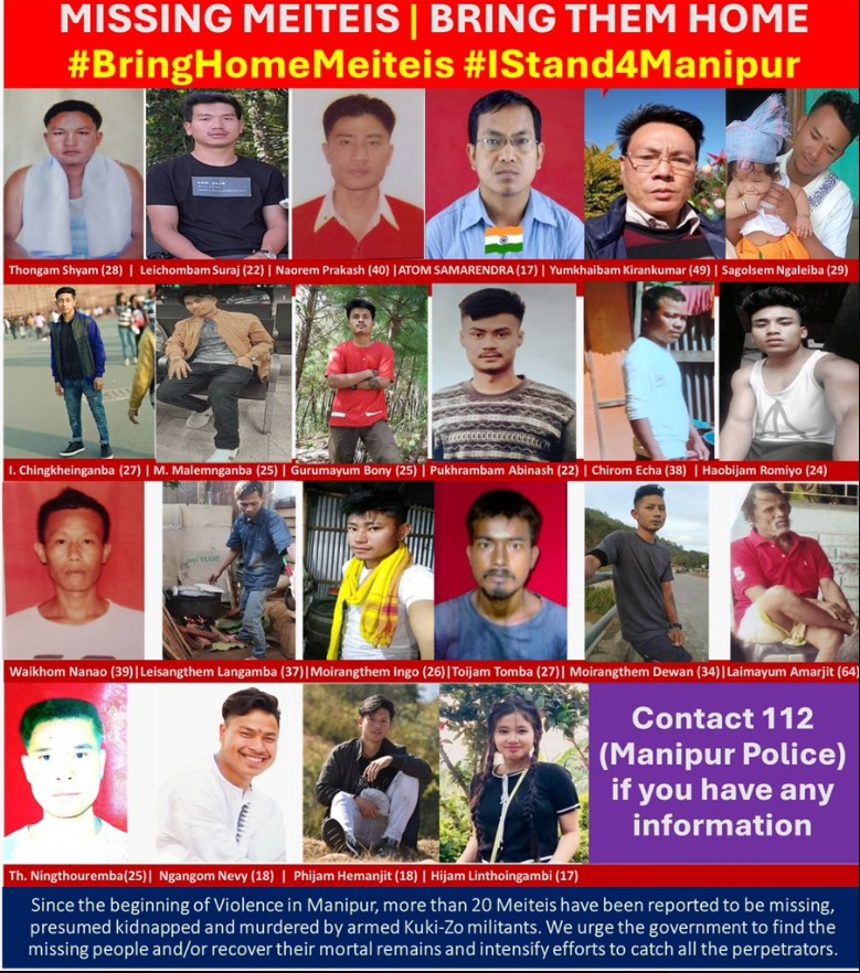 RituRathaur's tweet photo. #Heartbreaking : here is a list of 22 hindu #meiteis who are missing so far , presumed kidnapped & murdered by  x'tan Kuki Militants 

The trauma & pain their families must be going through is unimaginable
Heart bleeds for them. 

Kukis have been brazenly violent.  This is nothing but Ethnic cleansing of hindu #Meiteis from #Manipur

#bringhomemeiteis