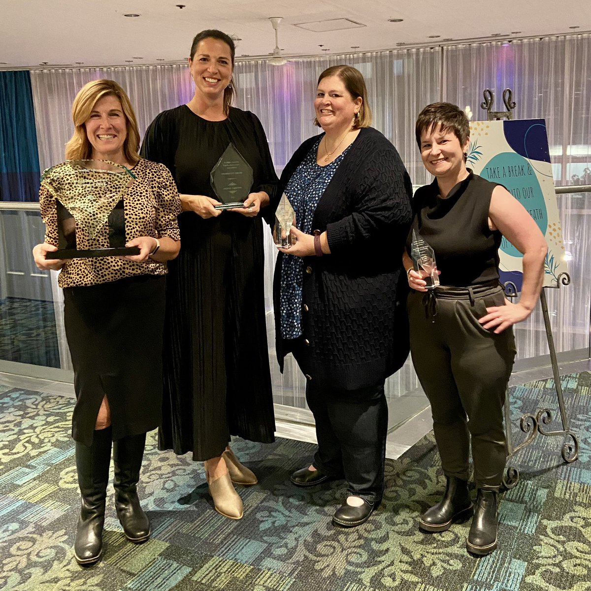 Congratulations to four Surrey recipients of BCTLA awards. <a href="/MsHurtubise/">Ms. Hurtubise</a> &amp; <a href="/beverleybunker/">Beverley Bunker</a> received the New TL of the Year Award. <a href="/alapointe_/">Andrea LaPointe</a> received the President’s Award. <a href="/SD36Librarian/">Angela Monk</a> received the Lifetime Achievement Award. #sd36tl #BCTLA #sd36learn