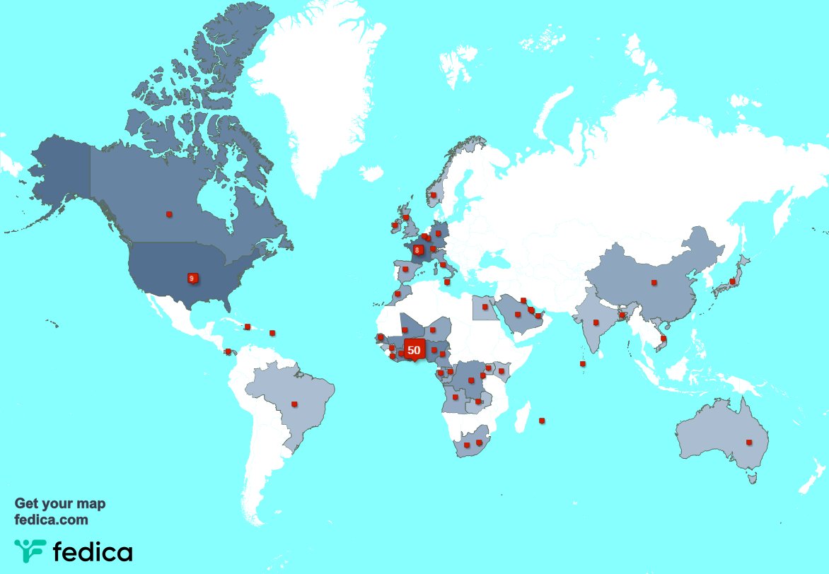 I have 1 new followers from Togo 🇹🇬 last week. See fedica.com/!togoenmarche