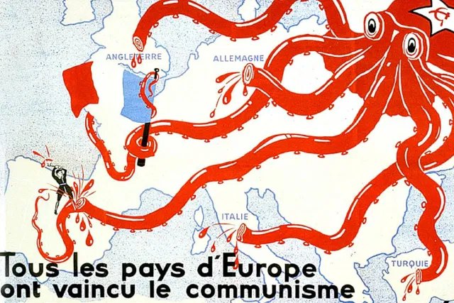 Pteroterror's tweet photo. Animals in propaganda, a thread 🧵 where this unique animal has been used to portray concept of a pervasive, far-reaching evil.

The Red / Soviet Octopus [Greek, French, US] https://t.co/Md2jdk8kTQ