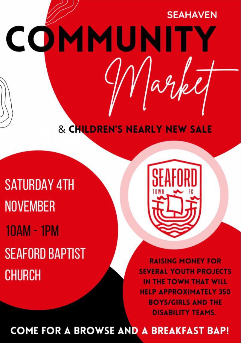 seafordtownfc's tweet photo. SEAFORD TOWN YOUTH COMMUNITY MARKET!!

Pop down if you can!

Please share 😊 https://t.co/UAmWv0bB7z