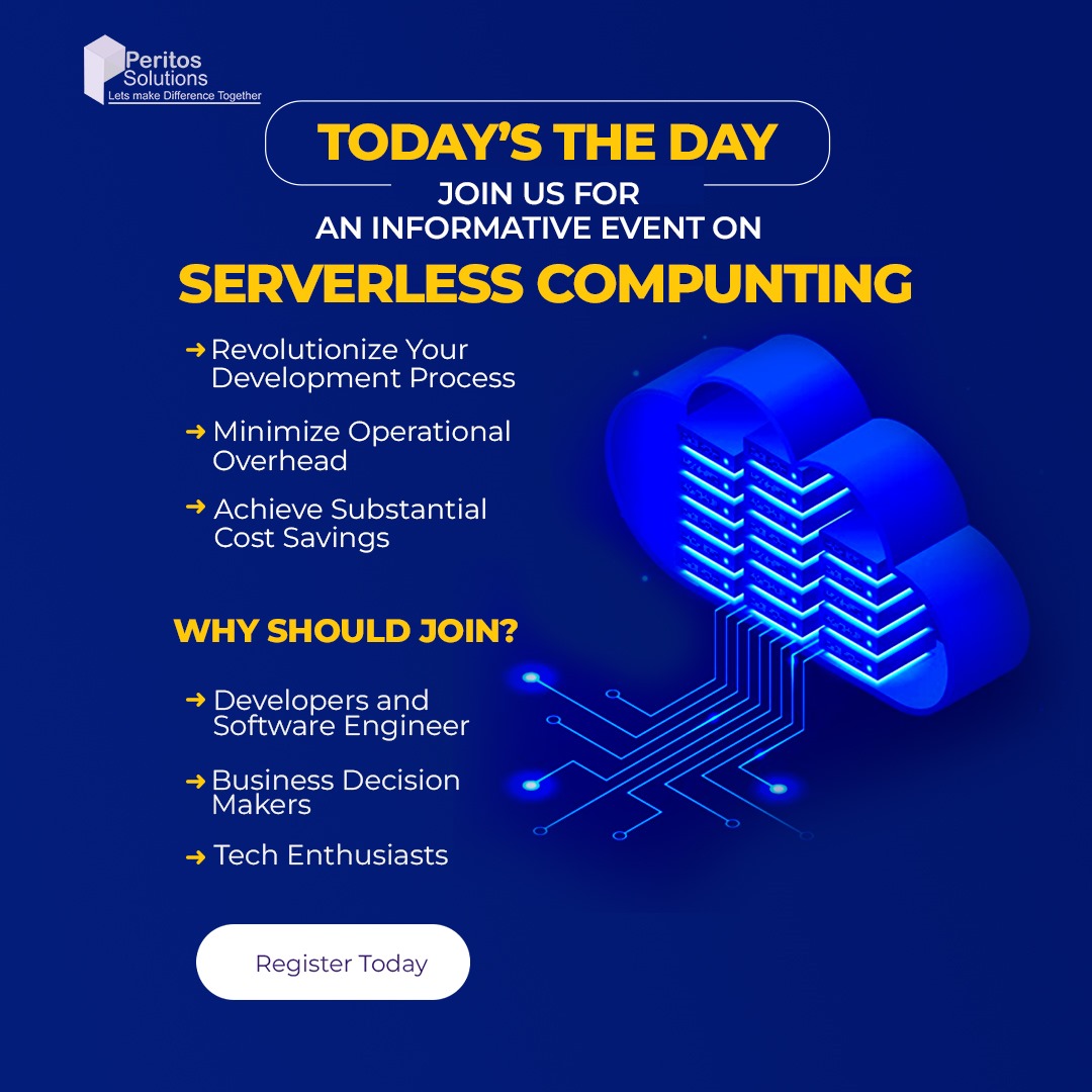 Today's the day!
Join us for an informative event on Serverless Computing.

✨ Secure Your Place Today: bit.ly/498vqw7
🔖 #AWS #ServerlessMagic #FutureTech #InnovateWithCloud #BoostEfficiency #CostCutter
#serverlesscomputing