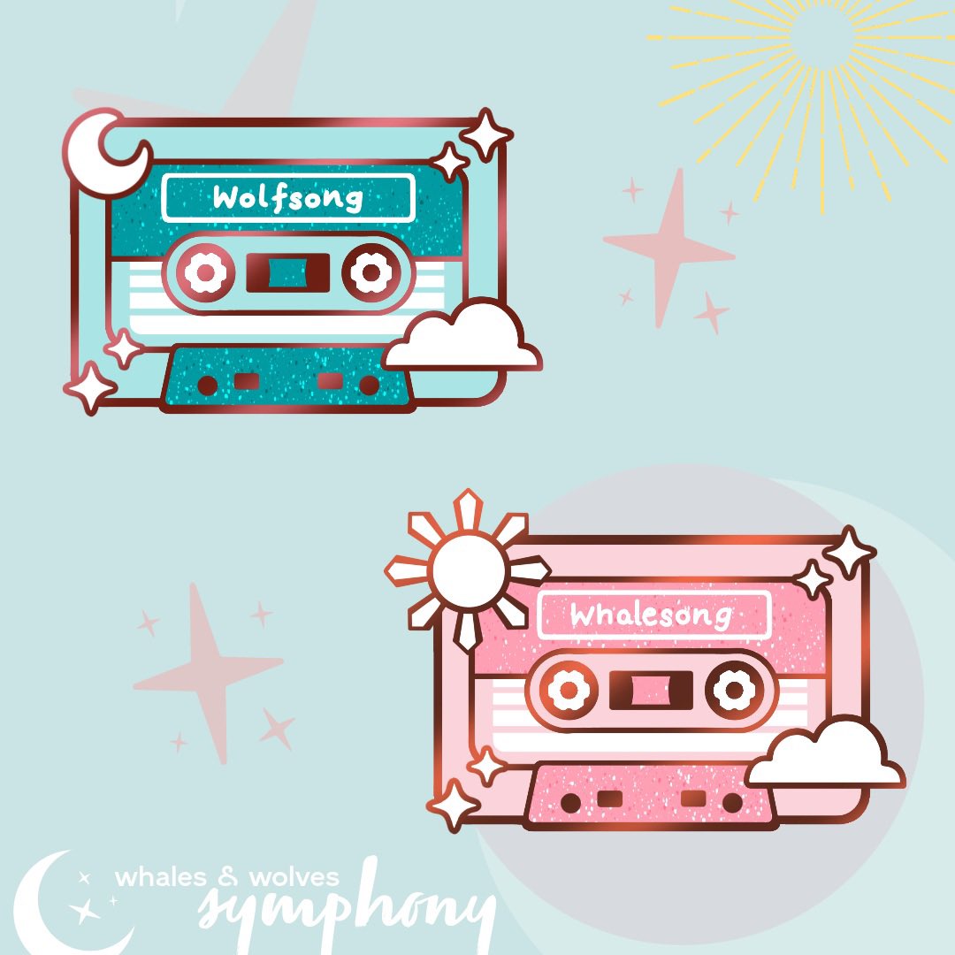 Wolfsong &amp; Whalesong Cassette Pins 🌙☀️ #whalesandwolves