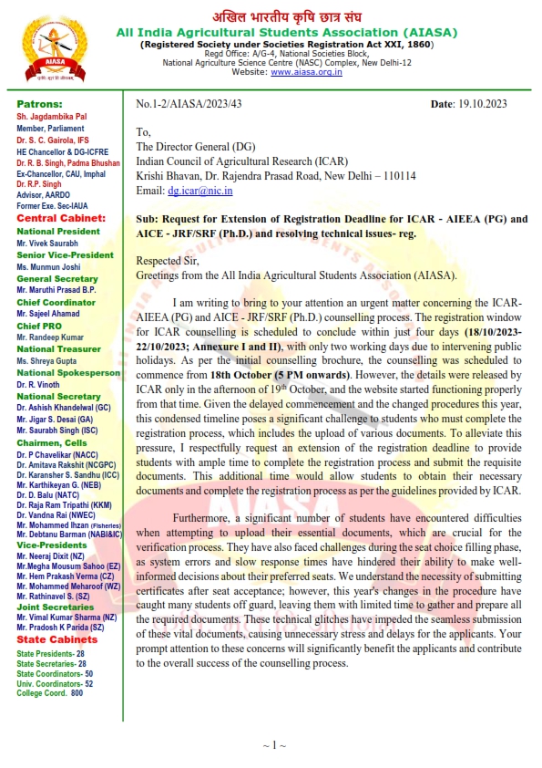 All India Agricultural Students Association(AIASA) tweet media