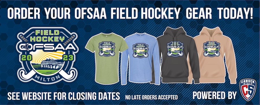 Merch Alert! 
Pre-order your 2023 Girls' Field Hockey Championship apparel here:  uniforms.canuckstuff.com/ofsaa_girls_fi…
Pre-event order deadline is Sunday, October 29th.