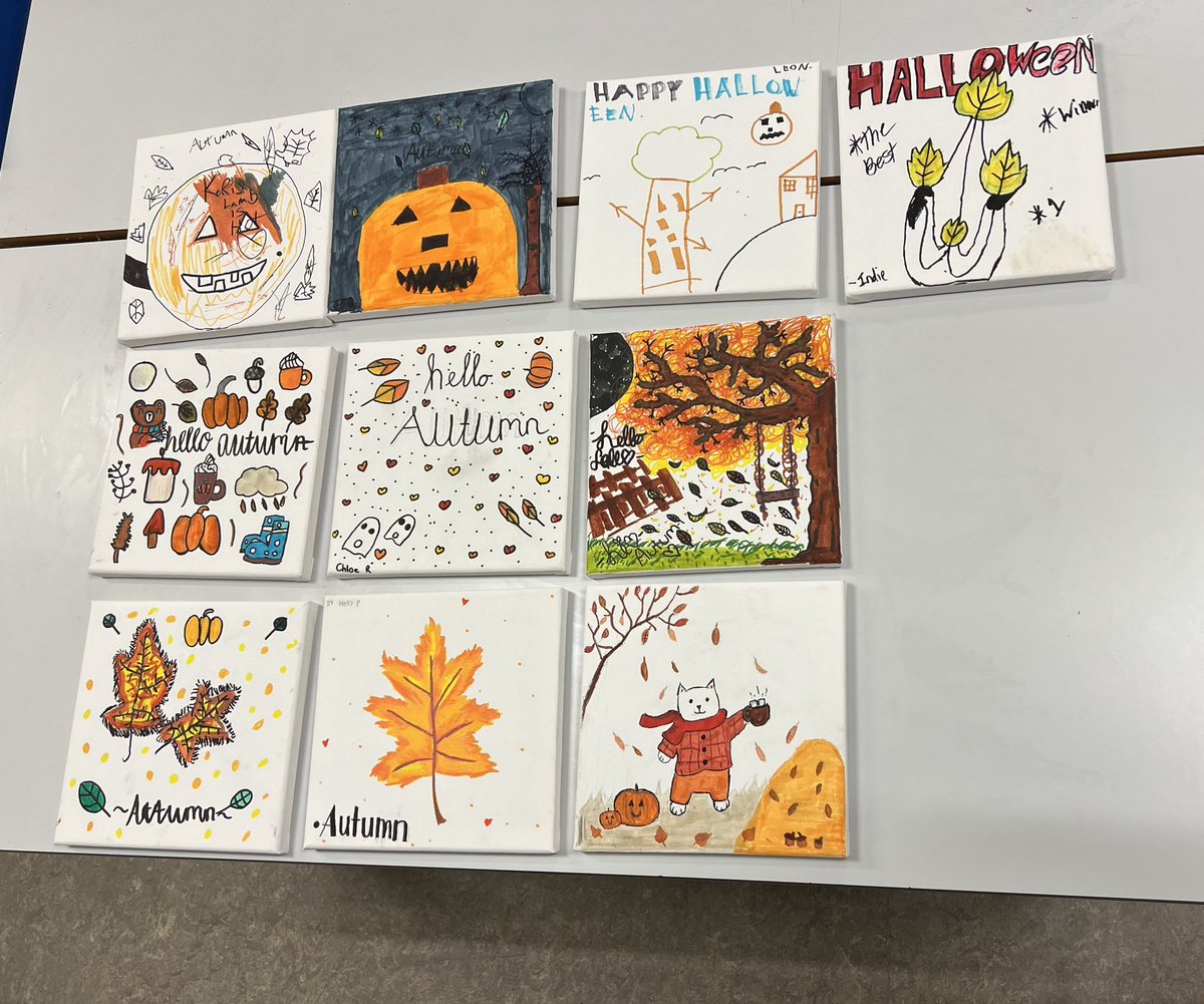 MissAllardice96's tweet photo. Darker nights are coming in and the temperatures are dropping, yep it’s definitely autumn! Here’s tonight’s youth clubs autumn pictures 🍂🎃 #CLDyouthservices #WestLothianCouncil https://t.co/q2epT7zgKM