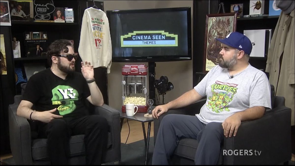 EM6211's tweet photo. Are you ready for a scarily good episode of #CinemaSeenThemes? Well then, producer @JonBlueNYellow and I have you covered as we dismember Halloween and horror movies. Tune in if you dare! #Rogerstv https://t.co/KbTZafbsTf https://t.co/pG3rutycwe