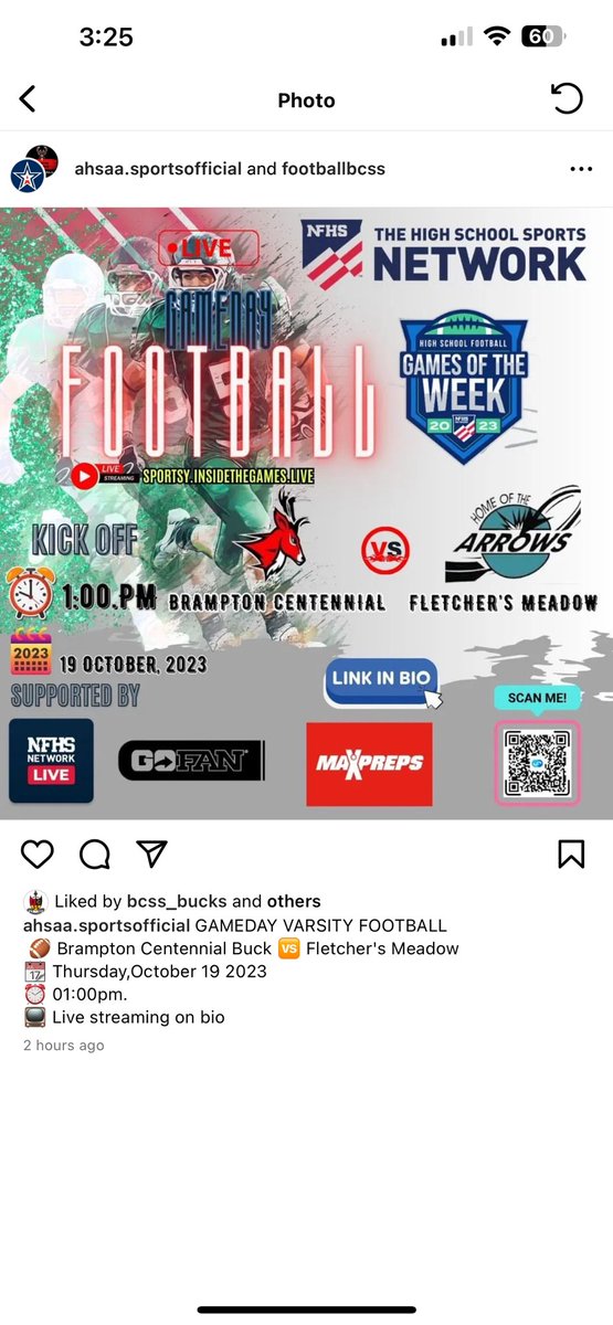 Our bcss bucks were live streamed all the way in Alabama 🏈🏈🏈🏈 thanks for the support <a href="/AHSAAUpdates/">AHSAA</a> how sick would it be to have a Ontario vs Alabama game 😉😉