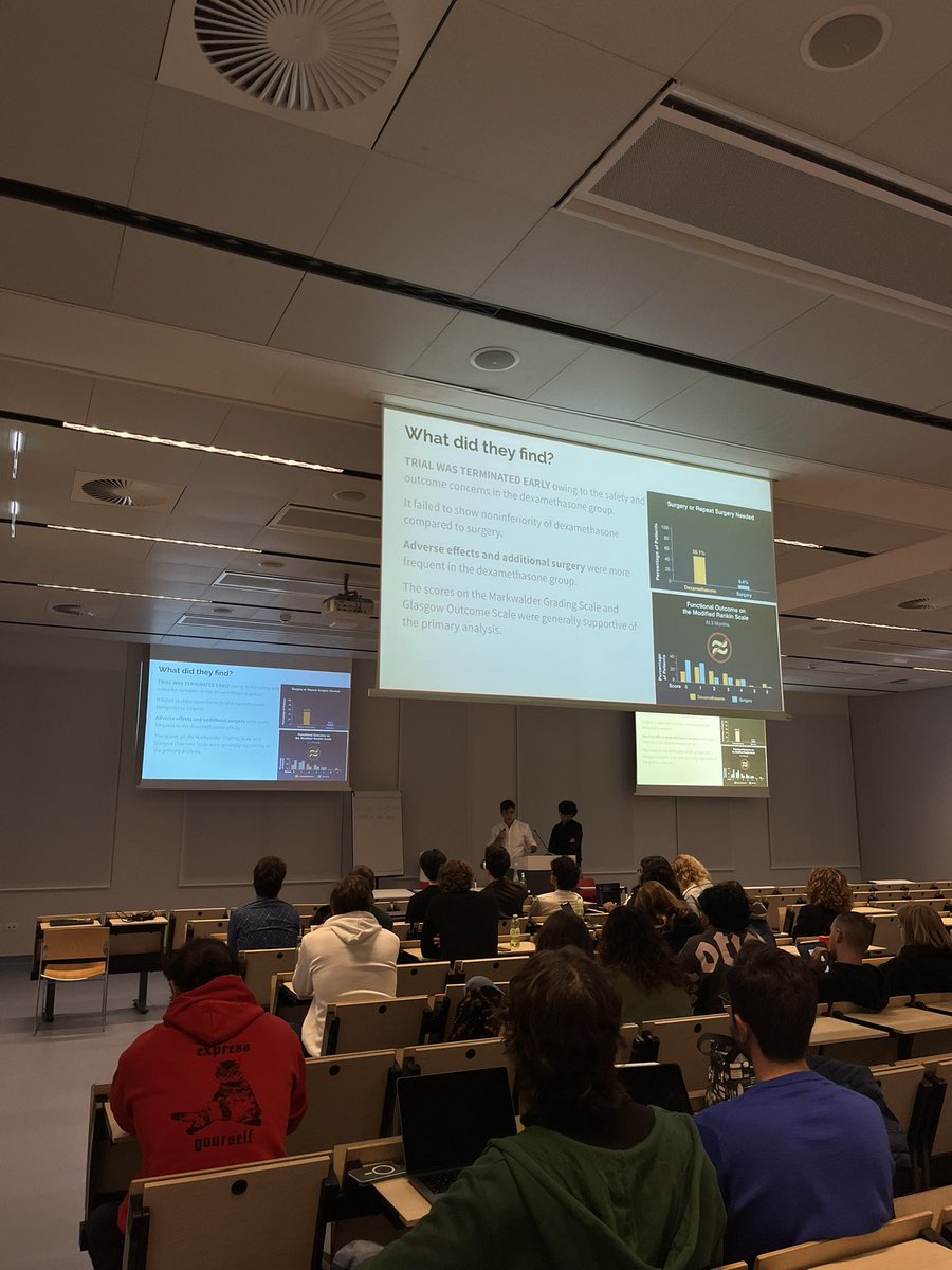 Yesterday <a href="/jadchoueiri04/">Jad Choueiri</a> and <a href="/schifinoedoardo/">edoardo schifino</a>, two second-year medical students conducted the first journal club of the semester: “Dexamethasone vs Surgery in Chronic Subdural Hematoma”.

Learning together is fun 🧠🤩

#NeuroTwitter <a href="/HUNIMED/">Humanitas University</a> <a href="/Michela30586273/">Michela Matteoli</a> <a href="/LodatoS_Lab/">Simona Lodato</a>