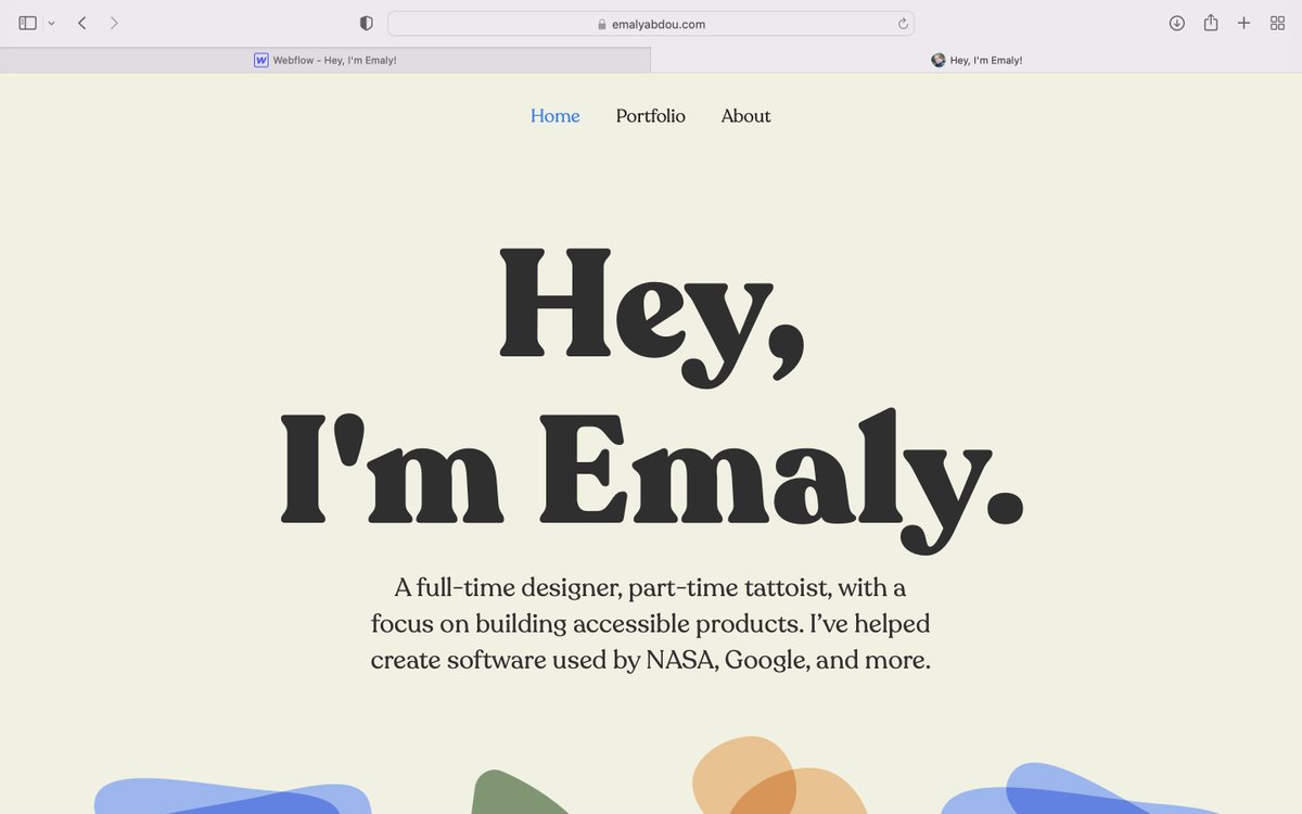 👋 (1/?) Hey everyone, it’s been a while! Life update: I’m looking for my next challenge and role as a Product Designer. As I do so, I’m building out my portfolio in <a href="/webflow/">Webflow</a> and figured, why not bring y'all along for the ride?

Here's a sneak peek at the hero section! ✨