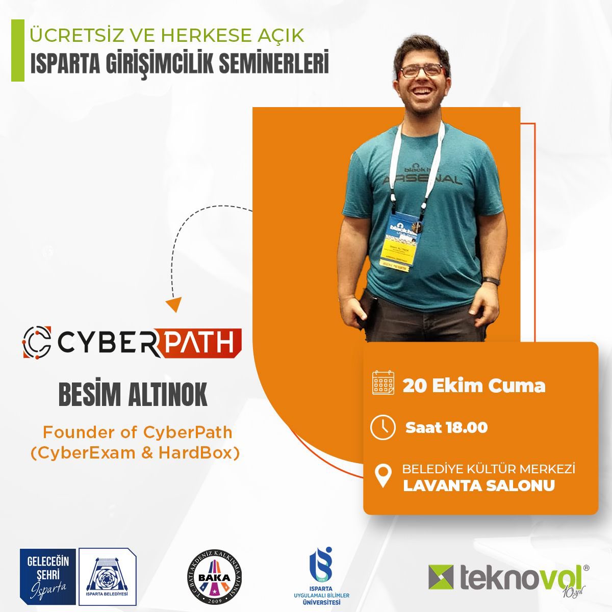 Teknovol (@teknovol) on Twitter photo 20 Ekim Cuma günü <a href="/AltnokBesim/">Besim ALTINOK</a> bizlerle olacak.
Isparta Girişimcilik Eğitimi Programı kapsamında etkinliklerimiz devam ediyor.
#Isparta
#IspartaGirişimRuhu 20 Ekim Cuma günü <a href="/AltnokBesim/">Besim ALTINOK</a> bizlerle olacak.
Isparta Girişimcilik Eğitimi Programı kapsamında etkinliklerimiz devam ediyor.
#Isparta
#IspartaGirişimRuhu