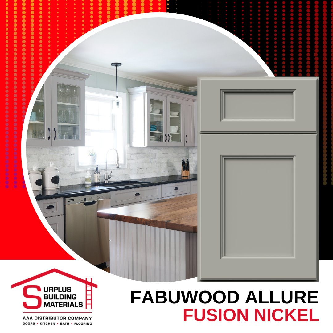 SurplusTx's tweet image. The transitional Fusion line provides a contemporary twist on traditional cabinetry with its wide rail moldings, distinctive detail, and classic characteristics. Our Nickel finish provides a light, modern take on the traditional heavy grey of industrial cabinetry.