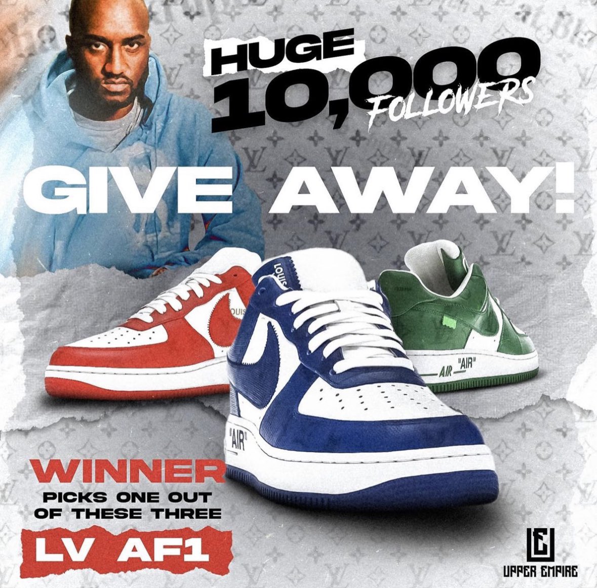 HORHEAD_Sales's tweet image. 10K GIVEAWAY LIVE ON INSTAGRAM

RANDOM RETWEET ON THIS POST ON OCTOBER 31ST GETS A FREE PAIR OF SNEAKERS IN YOUR SIZE FROM ME ALSO 

MUST BE FOLLOWING

LETS GOOOOO

LV AF1 WINNER GETS PICKED ON IG LIVE