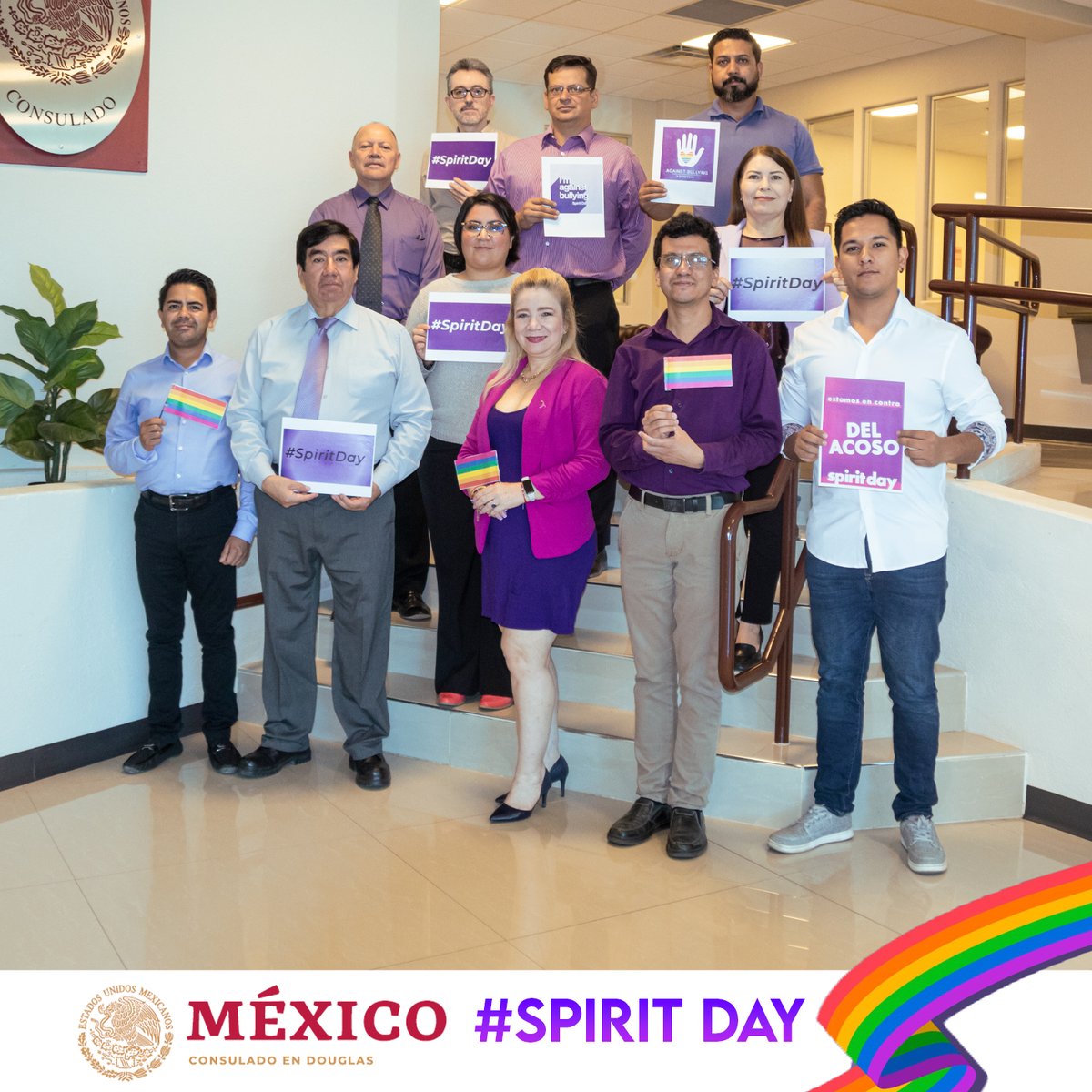 Este #SpiritDay generemos conciencia y digamos no al acoso y violencia contra jóvenes de la comunidad LGBT+.  #SpiritDay, #ZonaSegura, #ProtecciónConsular y #MéxicoIncluyente