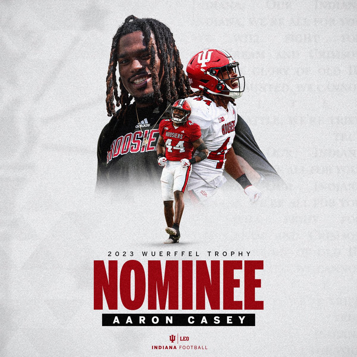Indiana Football (@indianafootball) on Twitter photo Given to the football player who best combines community service with athletic & academic achievement – <a href="/A_casey2/">Aaron Casey</a> is nominated for the Wuerffel Trophy. Given to the football player who best combines community service with athletic & academic achievement – <a href="/A_casey2/">Aaron Casey</a> is nominated for the Wuerffel Trophy.