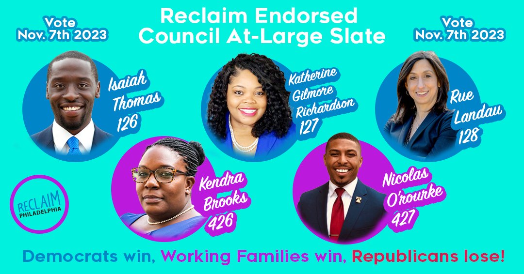🧵 Reclaim Philadelphia's Ballot Guide for the 23 General is out now ✨ 

🗳️ We ask that you join us in supporting our endorsed candidates for Council and Judges on Tues Oct 7. 
We’ve also released additional recommendations to help you fill your ballot: reclaimphiladelphia.org/blog/2023/10/1…