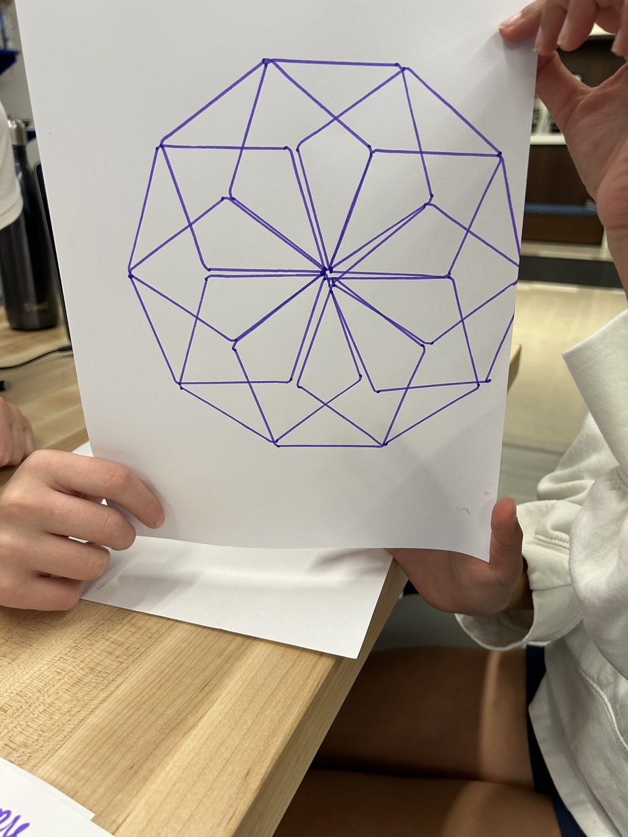 joshburker's tweet photo. A beautiful rotated pentagon programmed by Class VII Creative Technology students @MarymountNY and drawn by the #LogoTurtle. #art #math #programming #bitsToAtoms https://t.co/a4NDXdZBZe