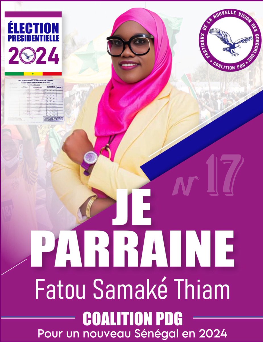 thiam_samake's tweet photo. N17 le bon choix 
Essayons les femmes pour un nouveau Sénégal 🇸🇳 
@leader
@presidente
@voixdesleaders
@Senenews 
@senego 
@seneweb https://t.co/MZKUNJY9w7