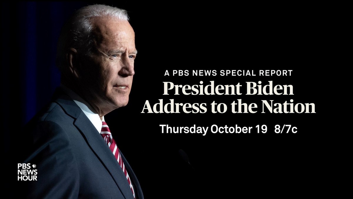 Watch PBS @NewsHour's live coverage of President Biden's Oval Office address TONIGHT at 8:00 p.m. on Thirteen. The broadcast will also be streaming at pbs.org/newshour.