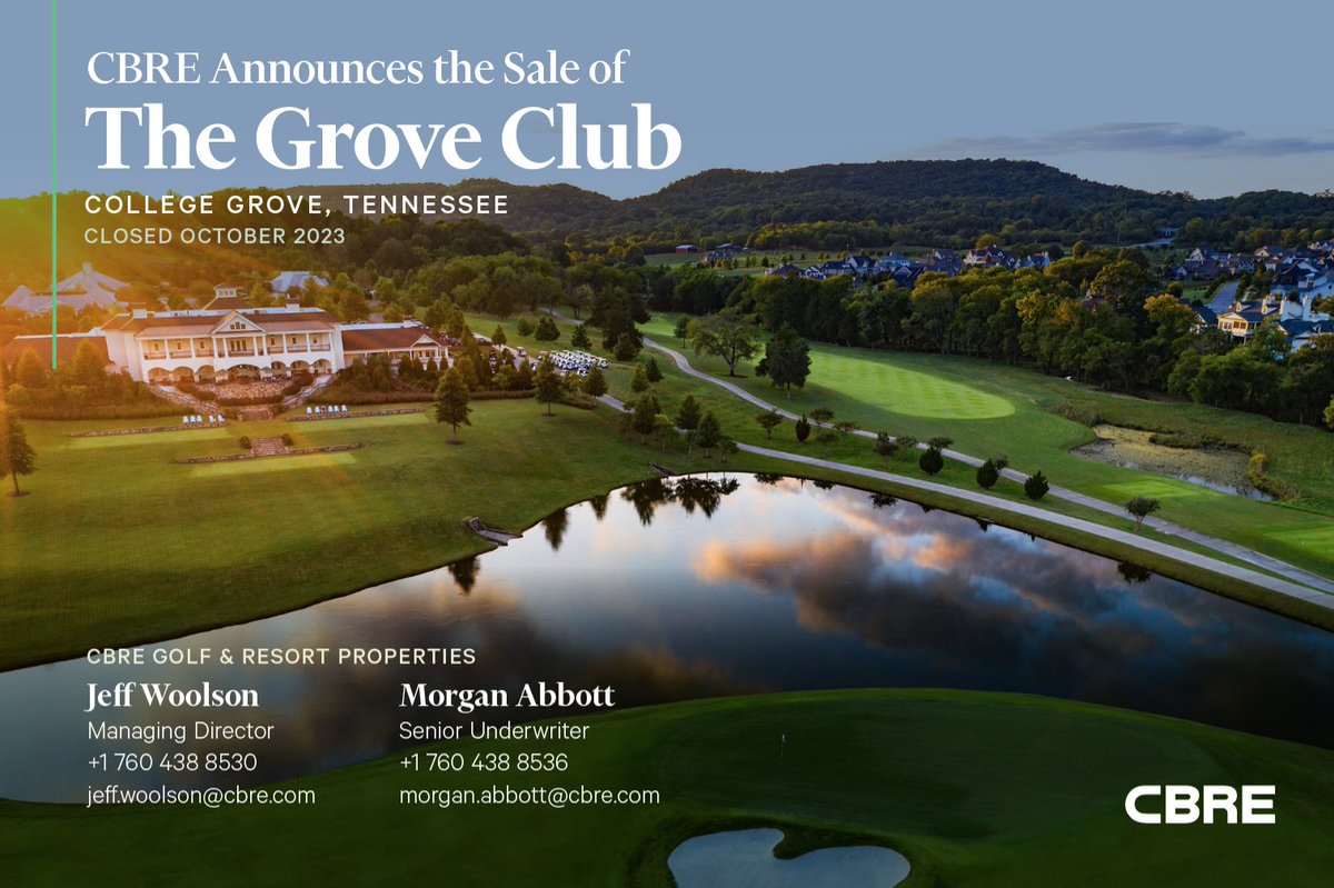 JeffWoolson's tweet photo. Congratulations to our client Storied Development in the sale of The Grove to Escalante Golf! 
#golf #golfbusiness #CBRE #Nashville https://t.co/HB8gQMNnQb