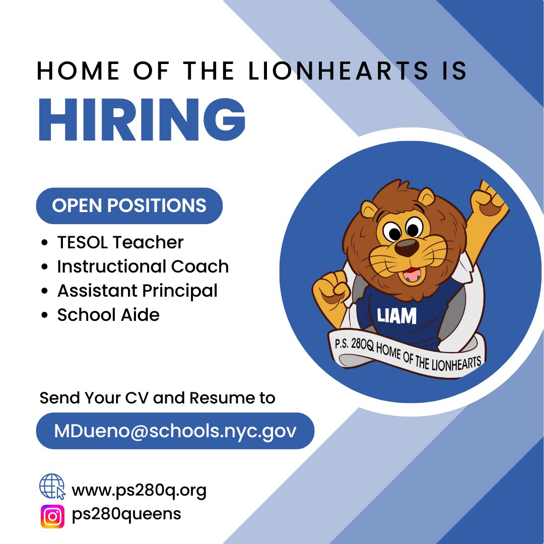 PS280Q (@ps280q) on Twitter photo Join our Team! 🦁 Join our Team! 🦁