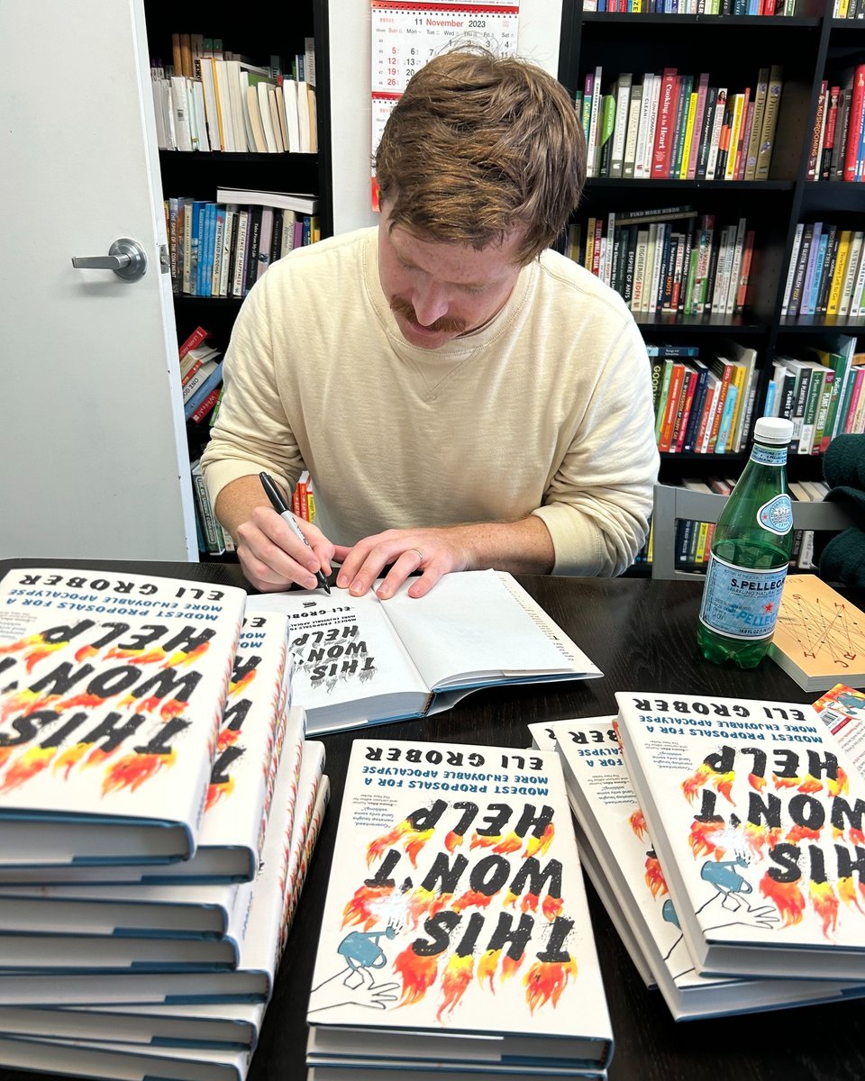 Eli Grober (@eligrober) visited our NYC office to sign copies of his upcoming book, THIS WON'T HELP! bit.ly/46Vs3GE Part catharsis, part diagnosis, this uproarious collection navigates our modern maelstrom. You won't want to miss this one. #nonfiction #books #satire