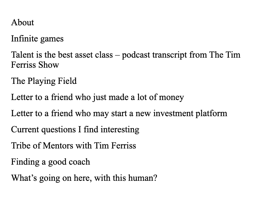 one of the best collection of blog posts on the entire internet is @GrahamDuncanNYC site. i dont think enough people have read them, so i thought id share. grahamduncan.blog each of these are worth reading. Extremely thoughtful, insightful, useful, clear.