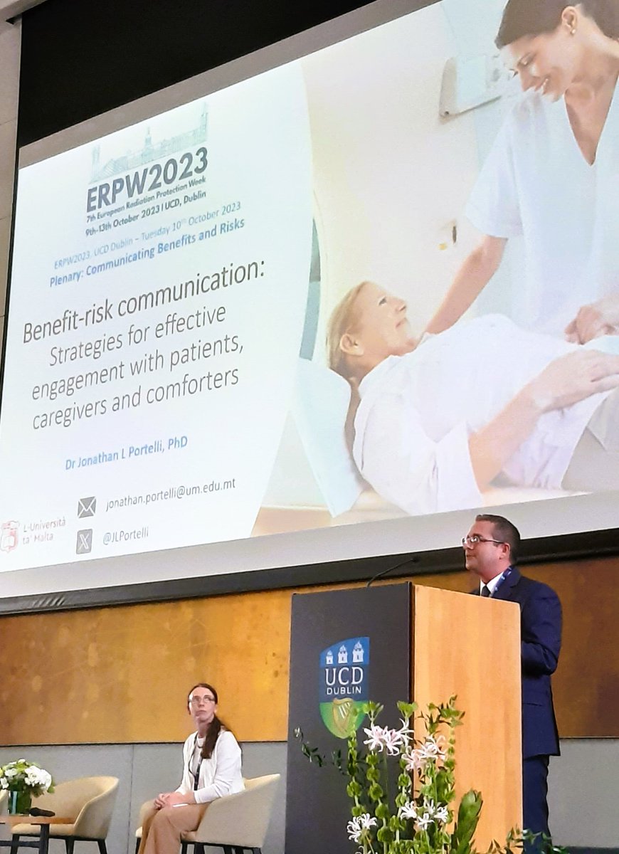 Last week Dr Jonathan Portelli was an invited speaker to the Plenary Session 'Communicating Radiation Benefits and Risks' at the Radiation Protection Week Conference hosted by UCD, Dublin. 
#UMradiography #RadiationProtection #ERPW2023