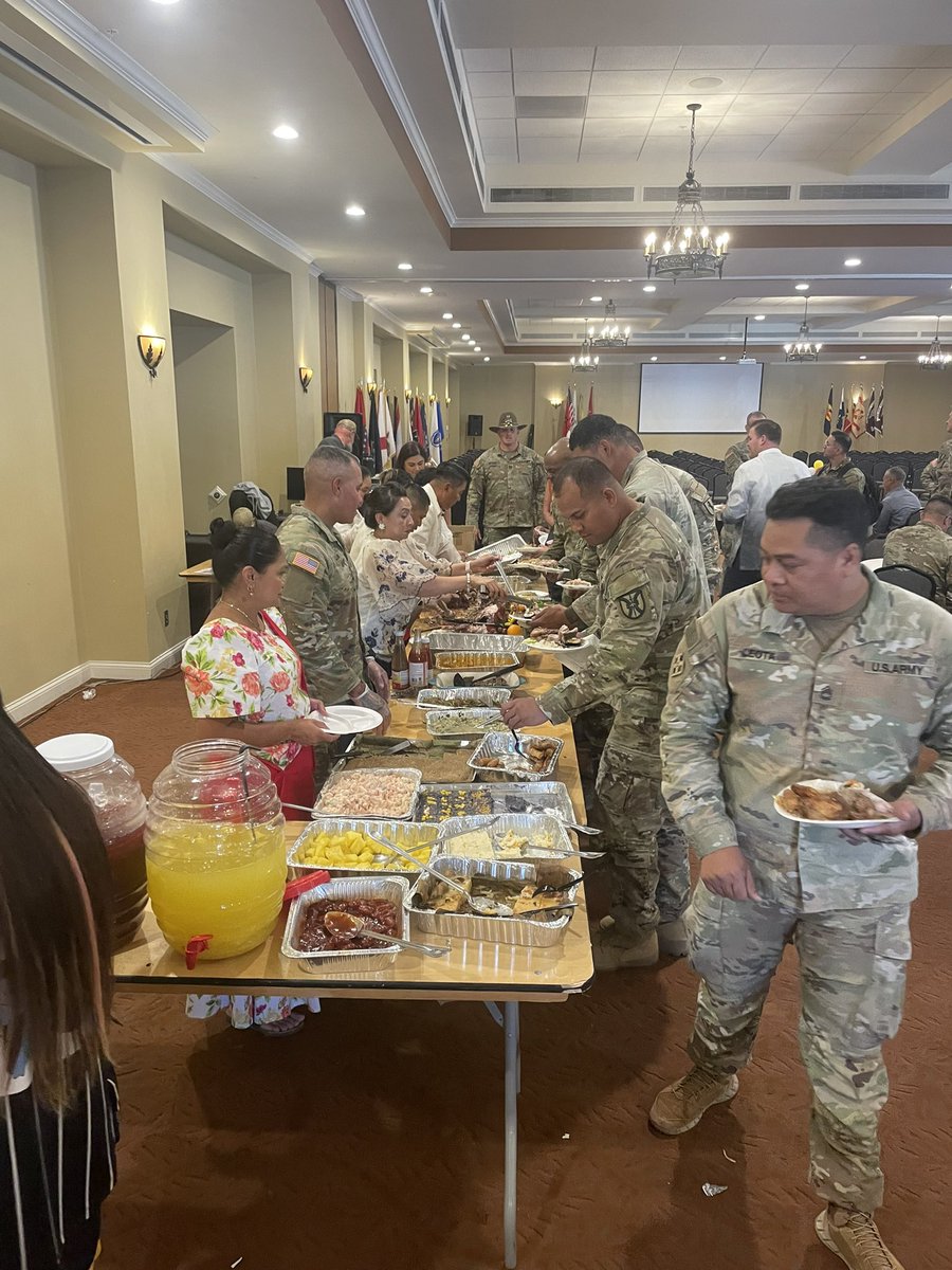 70thRCO's tweet photo. ALLONS! Great Filipino-American Celebration at Sandy Basin! Super remarks by BG Royce Resoso and now amazing cuisine. BLACKHORSE!  @11ArmoredCavReg @NTC_UPDATE https://t.co/GMfZ0GmuvN