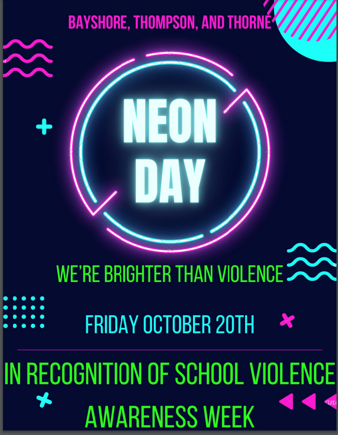 ABSMiddleSchool's tweet photo. Our middle school students are celebrating School Violence Awareness Week tomorrow with NEON Day! Wear all your neon to school to show that we're brighter than violence!! #MTPSPride https://t.co/2h62kRMHR7