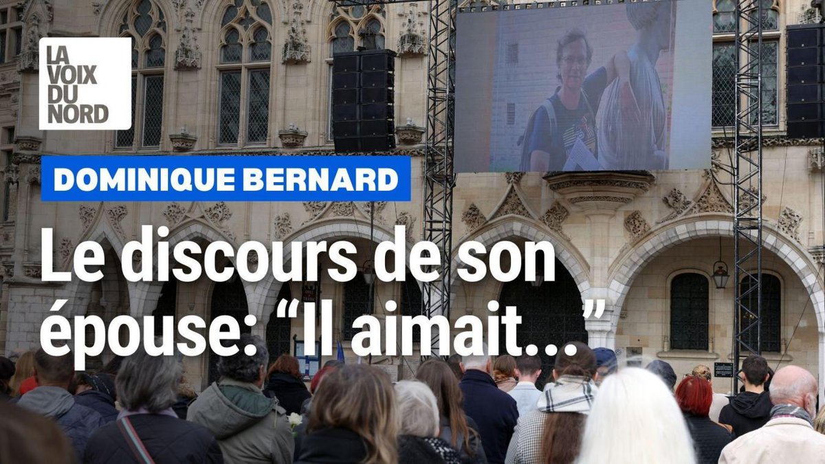 VIDÉO. Le discours rempli d'émotion de l'épouse de Dominique Bernard lors des obsèques à #Arras lavoixdunord.fr/1386973/articl…