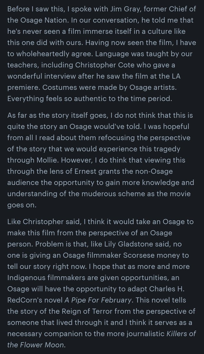 trythebuffer's tweet image. Last night, I got to see Killers of the Flower Moon a bit early. As an Osage myself, I wanted to share my thoughts in advance of its wide release this evening.

((@lily_gladstone is absolutely magnificent btw))