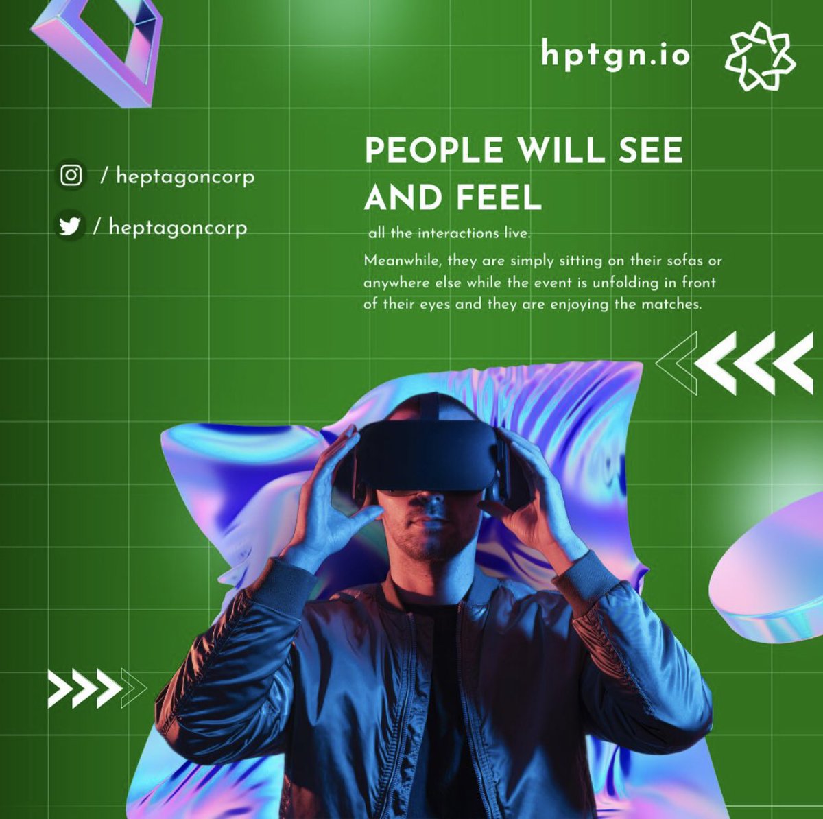 Heptagon (@heptagoncorp) on Twitter photo #Heptagon
In this universe, where each user will join their own Avatars, users will be able to play individual or team sports with XR glasses and helmets.
The world's largest #Stadium
#metaverse #coin #crypto #vr #vrsport #Cryptocurency #VRChat #META #VRChat #VRGaming #Bitcoin #Heptagon
In this universe, where each user will join their own Avatars, users will be able to play individual or team sports with XR glasses and helmets.
The world's largest #Stadium
#metaverse #coin #crypto #vr #vrsport #Cryptocurency #VRChat #META #VRChat #VRGaming #Bitcoin