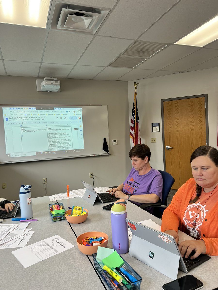 DrMeganBrown's tweet image. Our K-5 ELA teams had a super productive curriculum writing day!  We started off with great conversations and big thinking around core beliefs and then dove back into our developing curriculum templates.  Always fun to dig deep into teaching and learning! #limitlesslearning