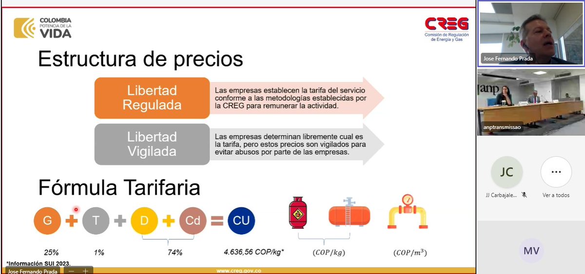 comisioncreg's tweet photo. "La fórmula tarifaria del GLP en Colombia es una mezcla de precios regulados y libres, buscando un equilibrio entre regulación y competencia, con el objetivo de garantizar un suministro confiable y a precios eficientes", José Fernando Prada, director de la CREG. https://t.co/y5pjxKltWM