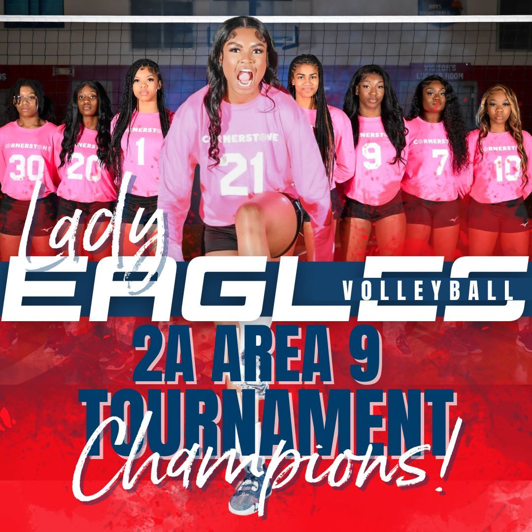 Congratulations to our volleyball team for their incredible achievement of becoming the 2A Area 9 Tournament Champions last night! Now on to State Championship! #CSAvolleyball #CSAathletics #CornerstoneEagles #CornerstoneVolleyball #LadyEagles #CornerstoneStrong #areatournament