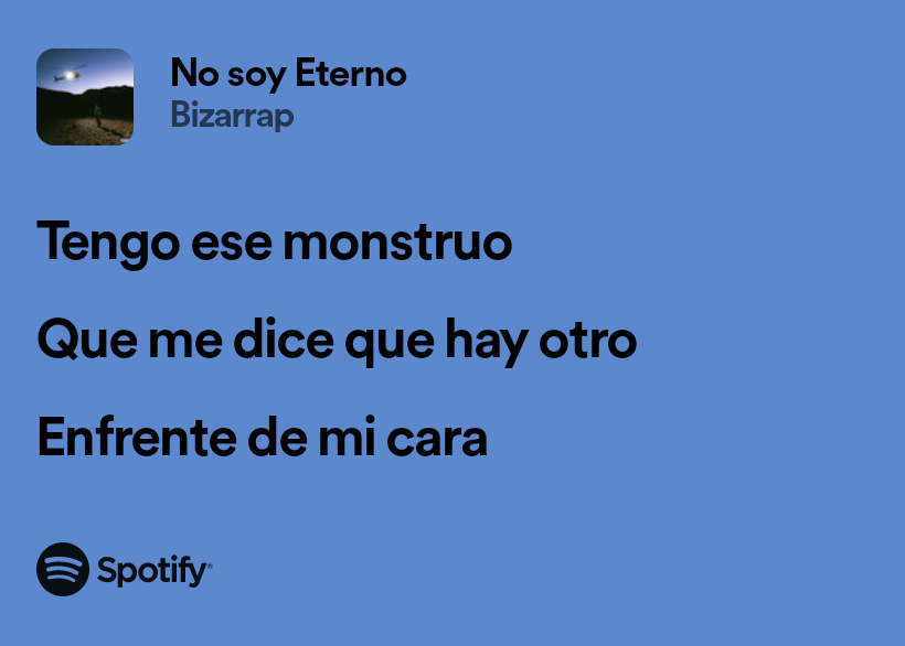 Violette07S's tweet photo. No soy eterno - Milo J https://t.co/ZAmQf4iJvo