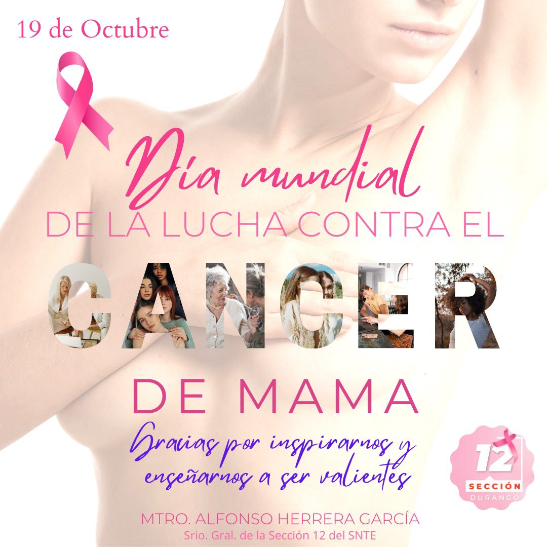 Snte12Durango's tweet photo. #19Oct #OctubreRosa #SNTEconEllas 

𝐃í𝐚 𝐌𝐮𝐧𝐝𝐢𝐚𝐥 𝐂𝐨𝐧𝐭𝐫𝐚 𝐞𝐥 𝐂á𝐧𝐜𝐞𝐫 𝐝𝐞 𝐌𝐚𝐦𝐚 🎀

🌷La prevención es la mejor protección. ¡Tócate para que no te toque! 🌷Autoexplórate y cuida tu salud, la detección temprana puede salvar vidas.🩷 https://t.co/LjBAuXkcsS