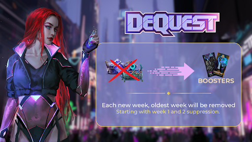 CrossTheAges's tweet photo. 🥳 Mantris is coming, Let's update DeQuest: 

➡️ From now, we will remove 1 week per week, starting with weeks 1 &amp; 2
➡️ Marketplace chests will be removed and Mantris Boosters added
➡️ Special Heroes Legacy gifts may be available

Do your quests, buy goods, and help us grow! 😎 https://t.co/oOqCr31VRh