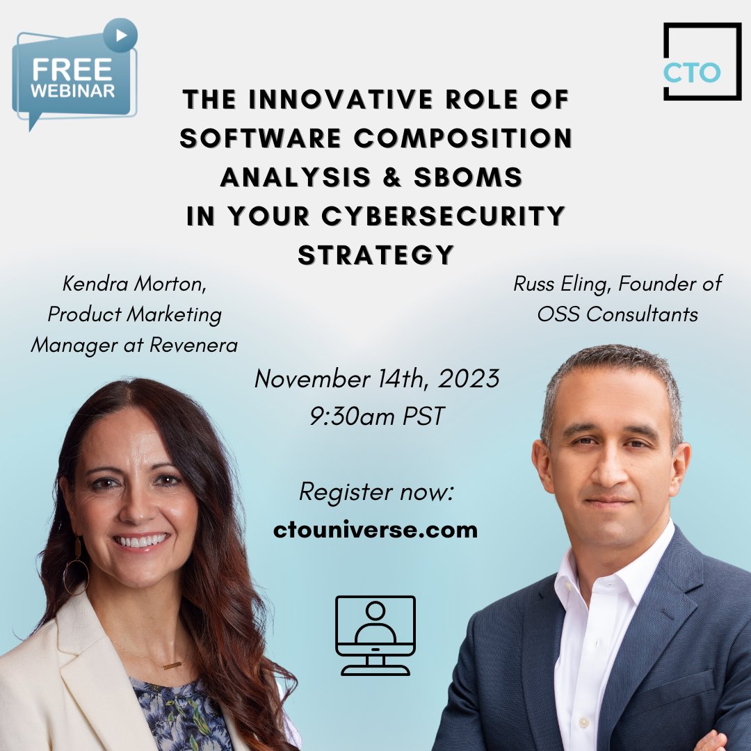 Looking for a perfect #cybersecuritystrategy? Learn how to perfect your strategies in this webinar where Kendra Morton & Russ Eling (of @OSSConsultants) will show you how to establish #SoftwareCompositionAnalysis best practices! bit.ly/3tKbJtY

Sponsor: @GetRevenera