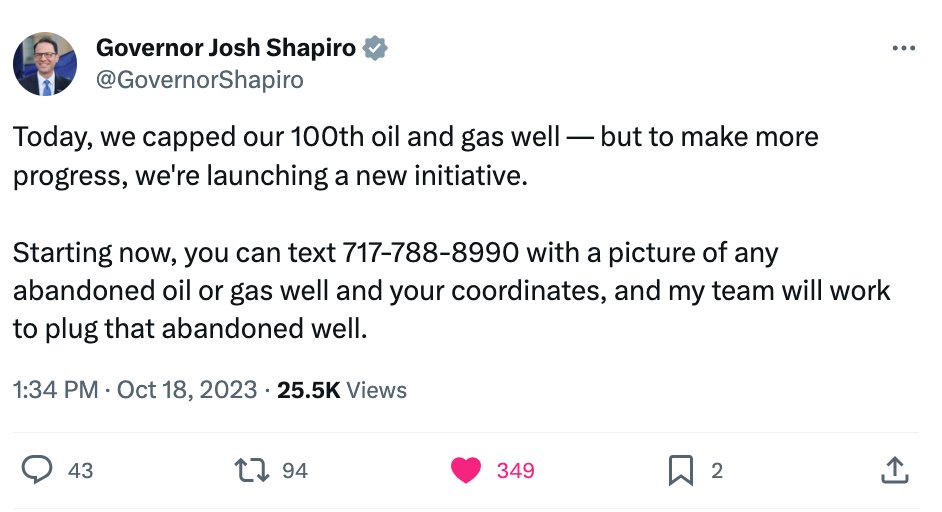 Benjamin Abella, MD MPhil (@benjaminabella) on Twitter photo As a physician, I am thrilled to see Governor Shapiro in action. His administration has been busy!
Capping gas wells has huge public health implications for air and water quality.
Good for the environment, and good for families.
#Pennsylvania #PublicHealth <a href="/CleanH2OPA/">CleanWaterActionPA</a> As a physician, I am thrilled to see Governor Shapiro in action. His administration has been busy!
Capping gas wells has huge public health implications for air and water quality.
Good for the environment, and good for families.
#Pennsylvania #PublicHealth <a href="/CleanH2OPA/">CleanWaterActionPA</a>
