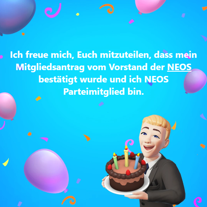 robertfsiegmund's tweet photo. Ich freue mich, Euch mitzuteilen, dass mein Mitgliedsantrag von Vorstand der @neos_eu bestätigt wurde und ich Parteimitglied der NEOS bin.
#NEOS #NEOSX #Parteimitglied #Österreich #Austria @BMeinl @neos_int https://t.co/w3v1Zcrt3n