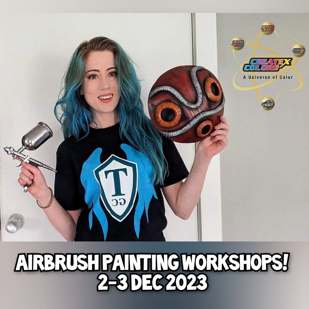Tiffany Gordon Cosplay LLC (@tiffanycosplay) on Twitter photo I am so excited to announce an Airbrush Painting Workshop that I will be teaching at <a href="/CreatexCo/">CreatexColorsCo</a> location in Connecticut!
The class is two days and will go over step by step how to paint an HD Foam Tribal Mask as well as a pair of Resin Horns! I am so excited to announce an Airbrush Painting Workshop that I will be teaching at <a href="/CreatexCo/">CreatexColorsCo</a> location in Connecticut!
The class is two days and will go over step by step how to paint an HD Foam Tribal Mask as well as a pair of Resin Horns!