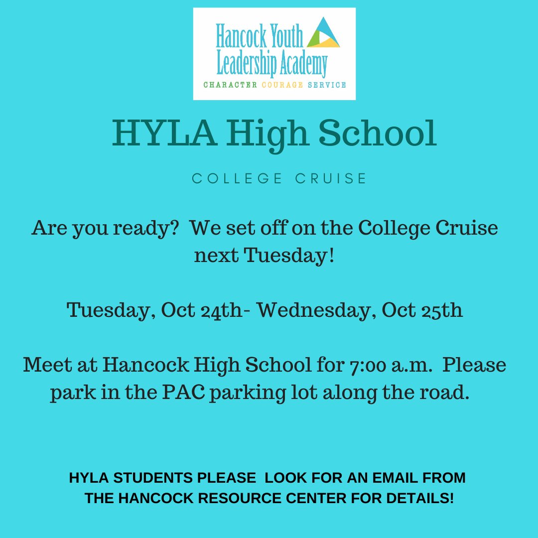 hylahancock's tweet photo. The College Cruise begins on Tuesday, October 24th! Students check your email for full information. https://t.co/p3b3SfU7zo