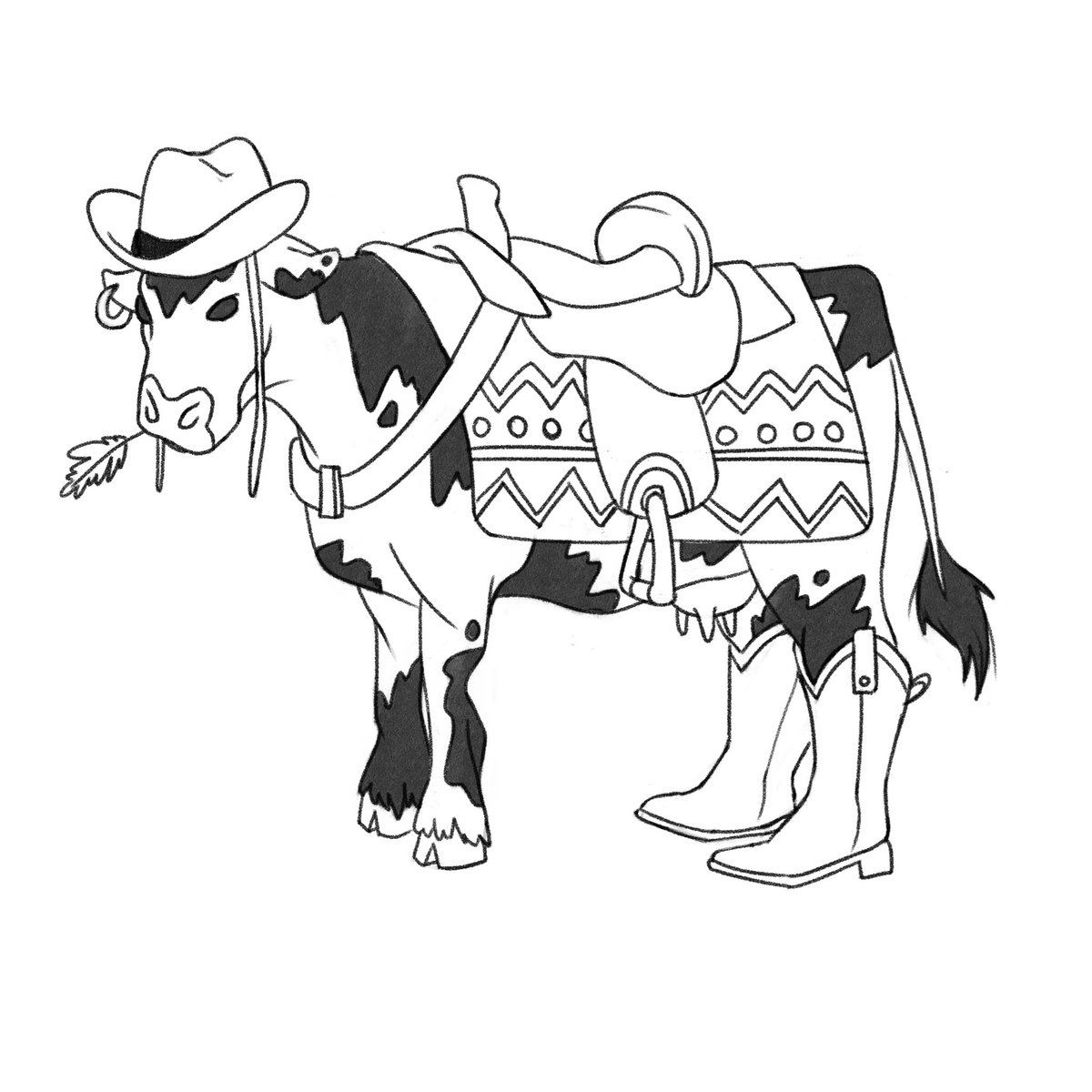 Spicybreadboy's tweet photo. Inktober day 18: Saddle
Cowgirl cow
.
.
.
.
#inktober2023 #inktober #inktobersaddle #saddle #cow #cowboy #cowgirl #cutecow #bovine #cows #adorable #cowart #cowboyart #artist #lgbtqart #transartist #cowboyboots #cottagecore #cottagecoreart #farmcore https://t.co/tIfqPghXO6