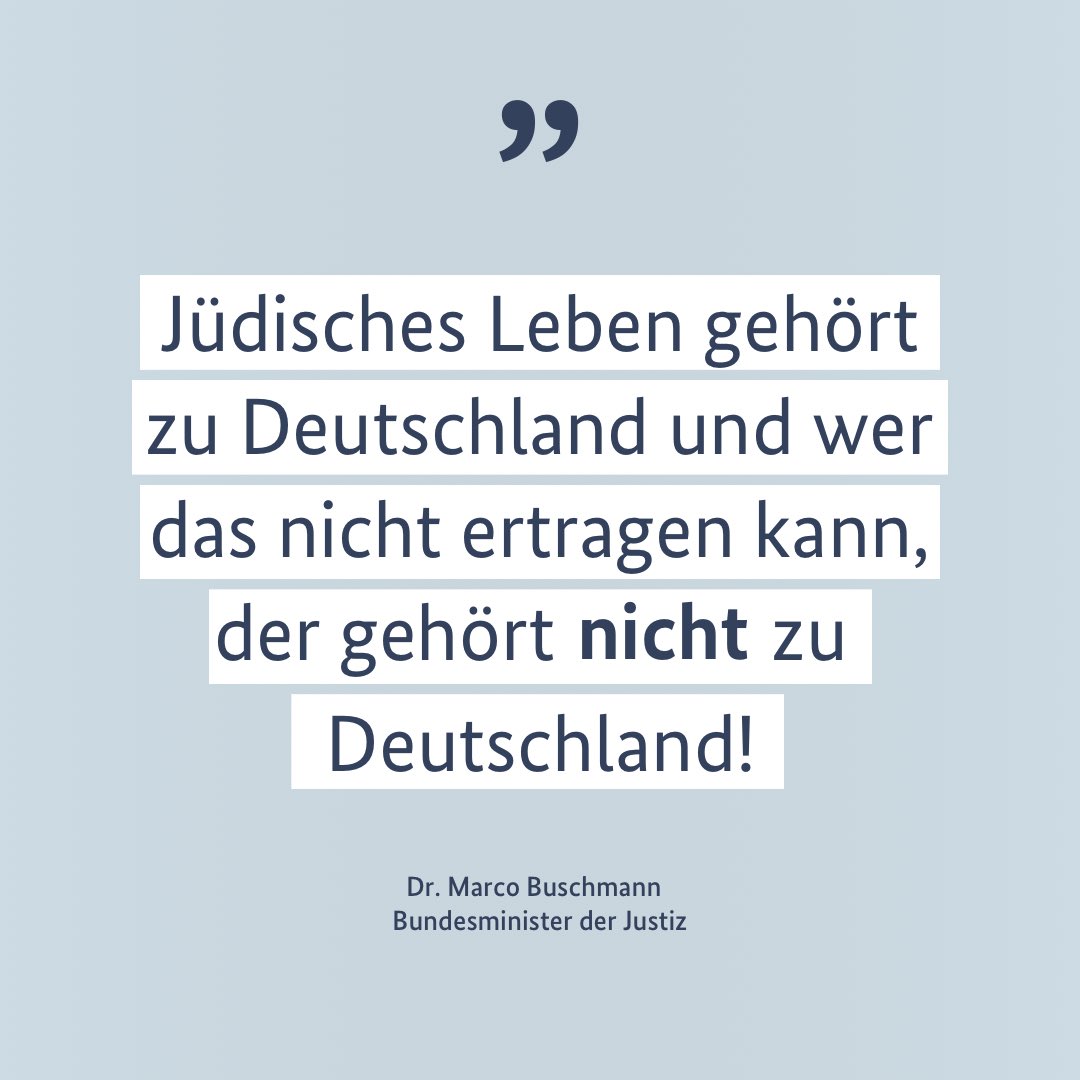 Bundesministerium der Justiz (@bmj_bund) on Twitter photo Wer jüdische Einrichtungen angreift, ist kein Teil von Deutschland. Wer den Mord an Menschen bejubelt, macht sich strafbar. Eins ist völlig klar: Wir stehen an der Seite Israels - der Schutz und die Existenz Israels sind deutsche Staatsräson. BM <a href="/MarcoBuschmann/">Marco Buschmann</a>: Wer jüdische Einrichtungen angreift, ist kein Teil von Deutschland. Wer den Mord an Menschen bejubelt, macht sich strafbar. Eins ist völlig klar: Wir stehen an der Seite Israels - der Schutz und die Existenz Israels sind deutsche Staatsräson. BM <a href="/MarcoBuschmann/">Marco Buschmann</a>:
