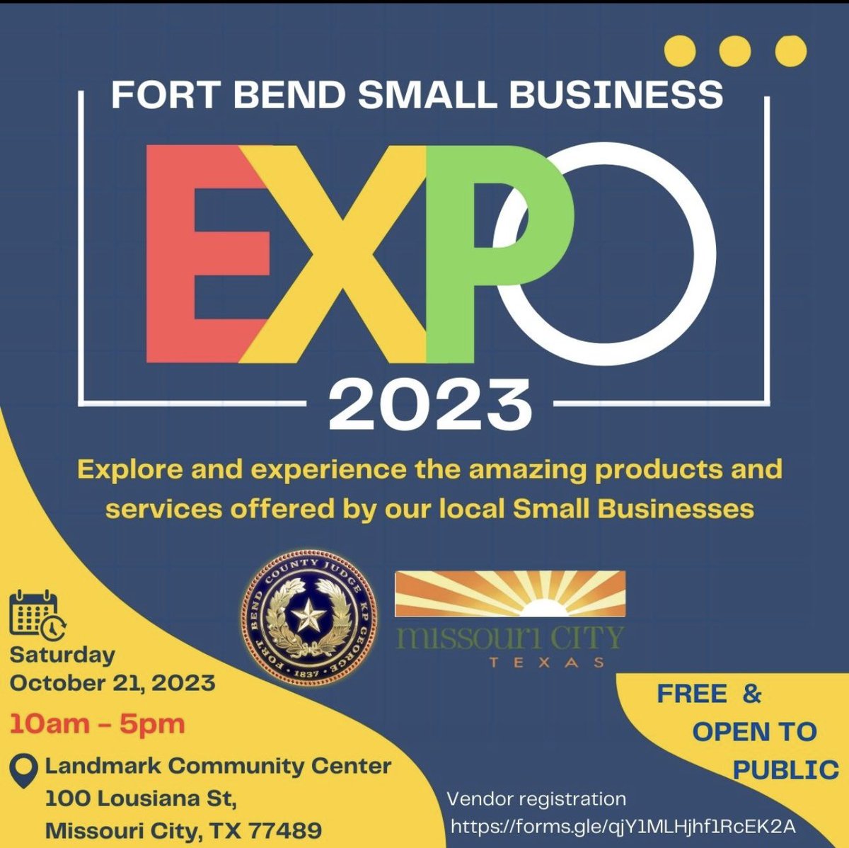🎉 Join The Alliance and The Community Cloth at the Fort Bend County Judge KP George Small Business Expo! 🌟<a href="/JudgeKPGeorge/">County Judge KP George</a> 

🚀 Explore local gems, connect with entrepreneurs, and support small businesses that make our community thrive! 🛍️

  #TheAllianceTX #OpportunityForAll